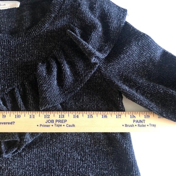 Perfect Peach Size Small Comfy Charcoal Long Sleeve Ruffled Sweater - Picture 5 of 10